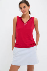 Red Sleeveless Performance Jersey Caroline Polo